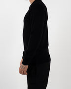 Black Textured Quarter Zip Polo