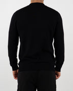 Black Textured Quarter Zip Polo