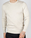 Beige Textured Knit Crew Neck Sweatshirt