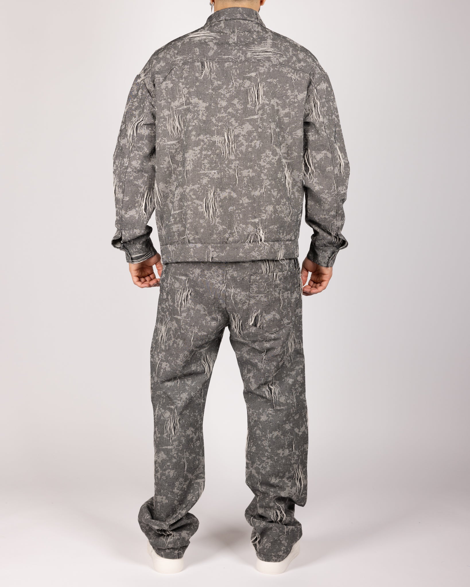 Distressed Urban Camo Jacket & Trouser Set