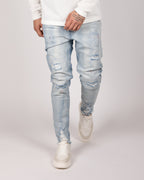 Light Blue Paint Splatter Jeans