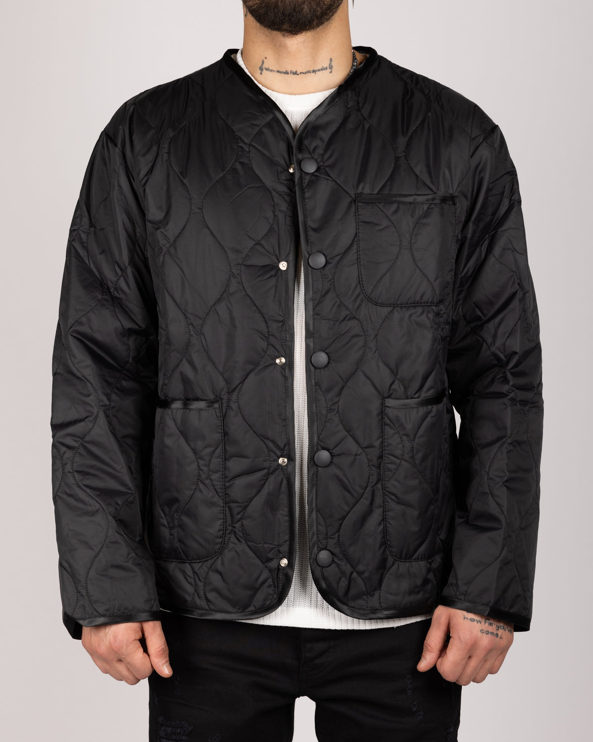 Square Button Jacket Quilted Lightweight Snap-Button Jacket – Milano Couture