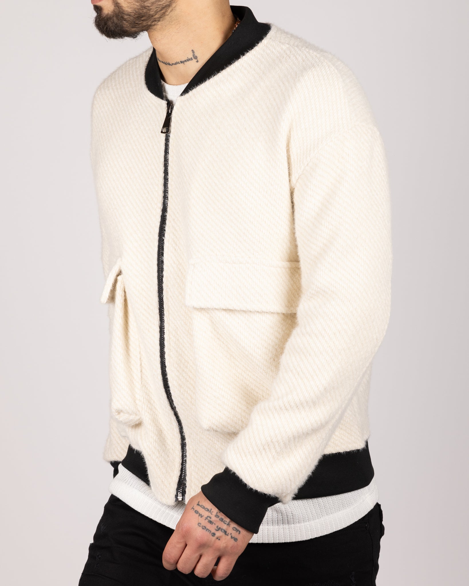 Utility Pocket Bomber Jacket White