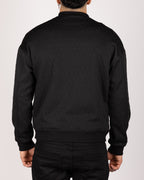 Diamond Pattern Bomber Jacket Black