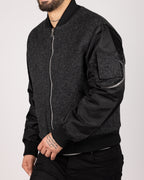 Wool Blend Bomber Jacket Black