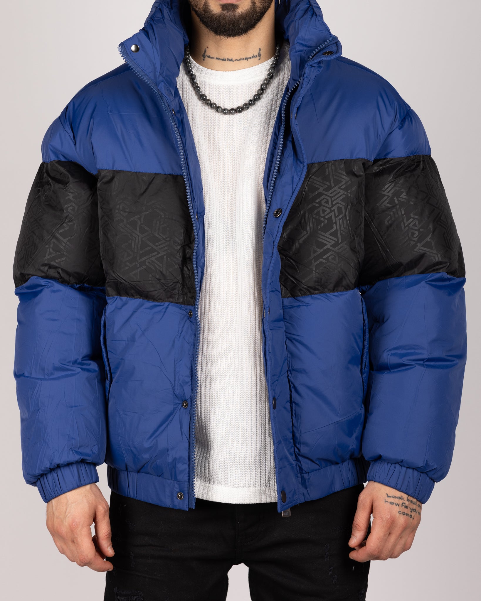 Colour Block Puffer Jacket Blue