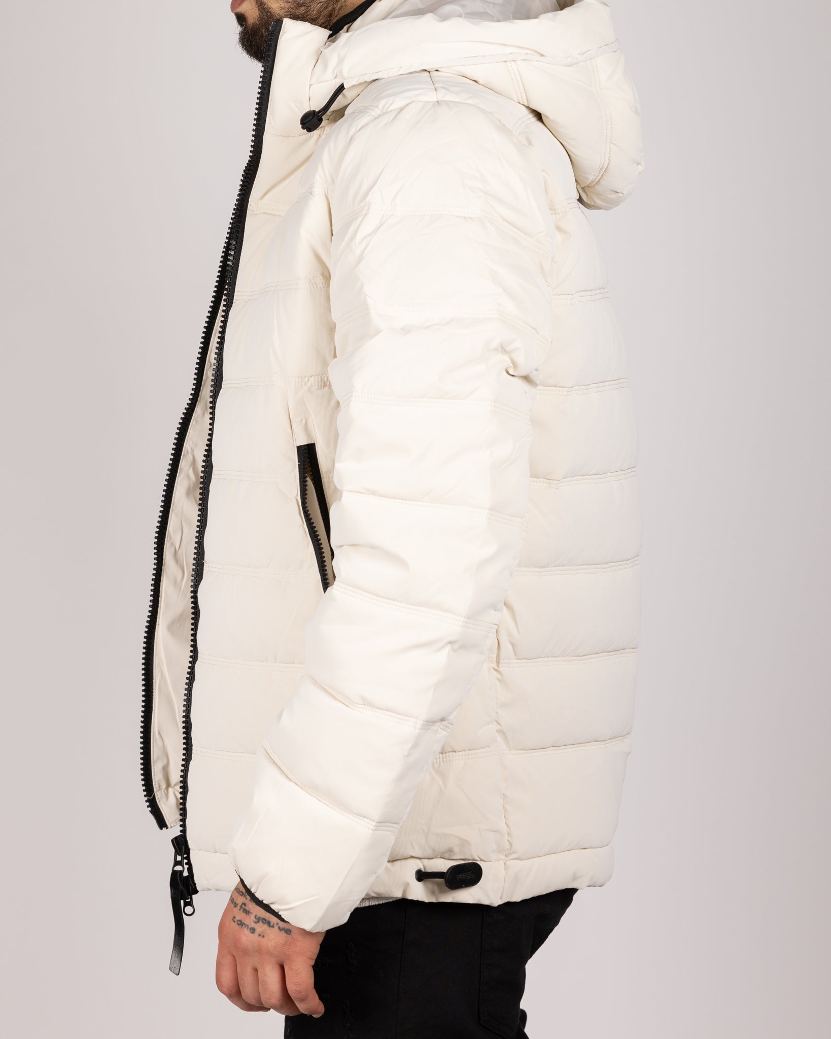 Padded Hooded Puffer Jacket Beige