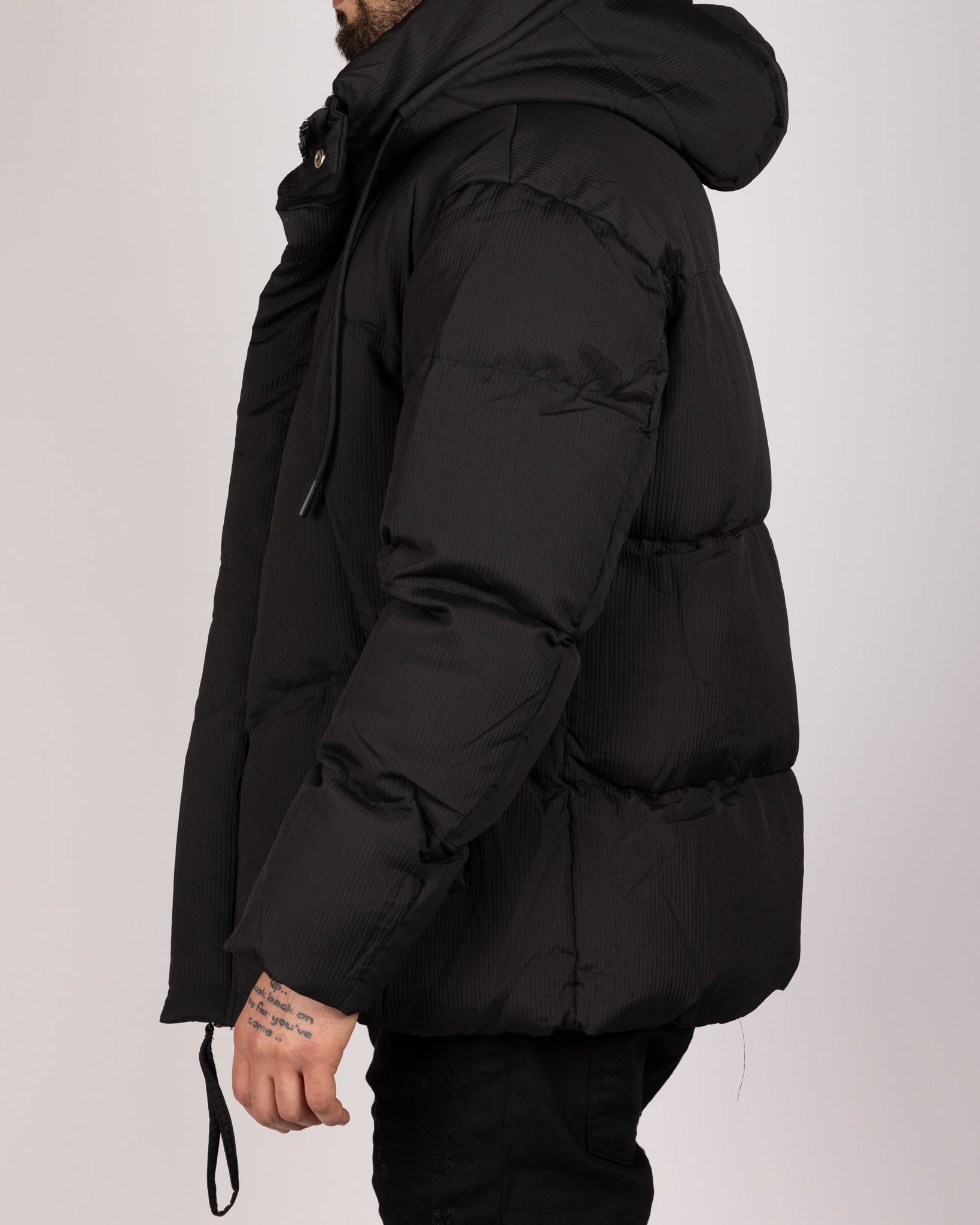 Ribbed Hooded Puffer Jacket