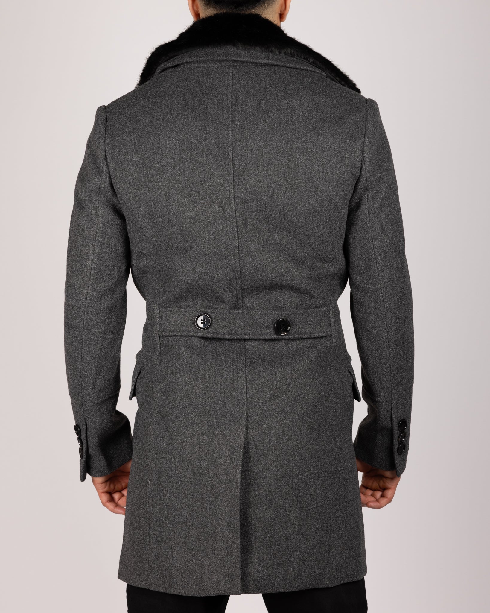 Double Breasted Overcoat with Removeable Fur Collar – Milano Couture