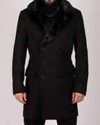 Double Breasted Overcoat with Removeable Fur Collar