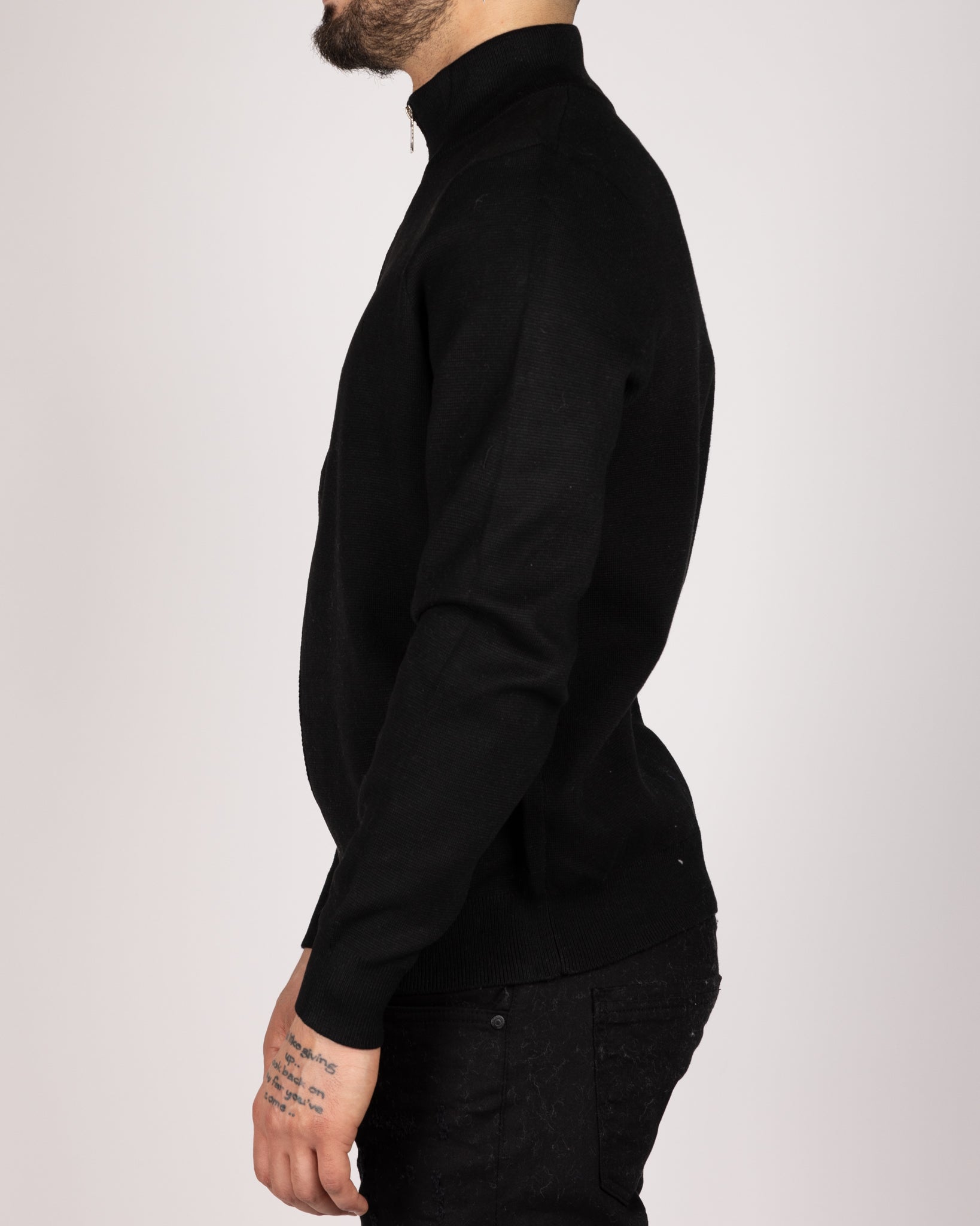Casual Zip Up Sweater Black