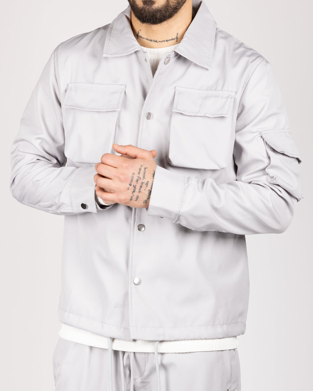 Utility Cargo Jacket and Joggers Set Grey