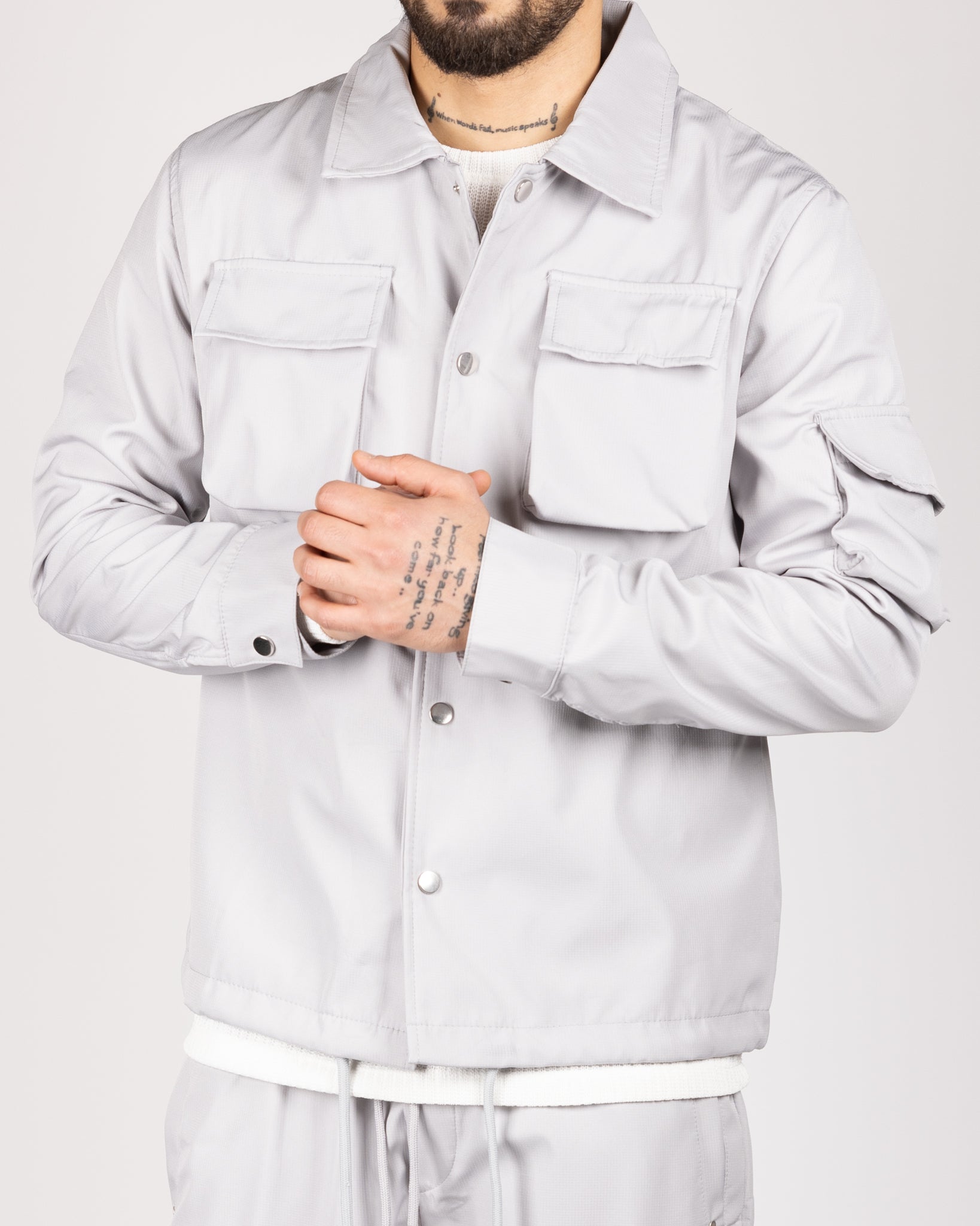 Utility Cargo Jacket and Joggers Set Grey