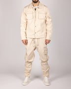 Utility Cargo Jacket and Joggers Set Beige