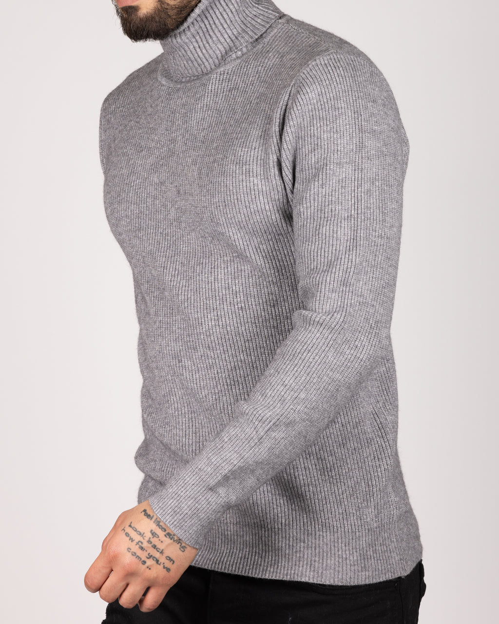 Knitted Roll Neck Sweater Grey
