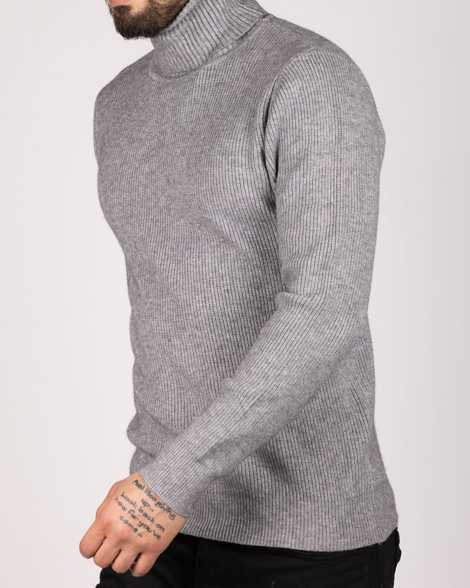 Knitted Roll Neck Sweater Grey