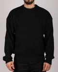 Ribbed Knit Crewneck Sweater Black