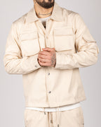 Utility Cargo Jacket and Joggers Set Beige