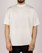 Leaf Pattern Crew Neck T-Shirt White