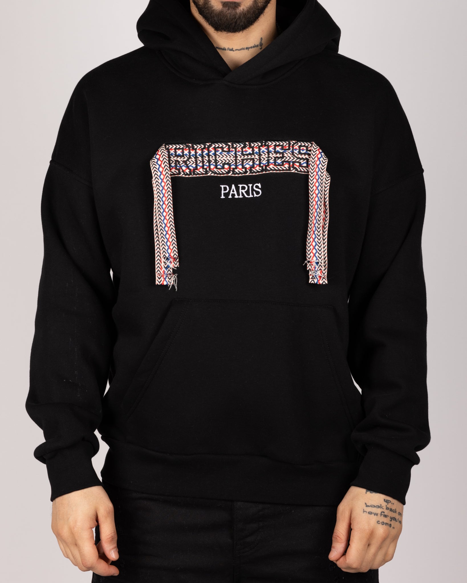 Riches Pattern Oversized Hoodie Black