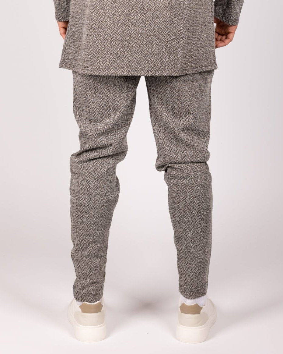 Herringbone Casual Trousers Grey