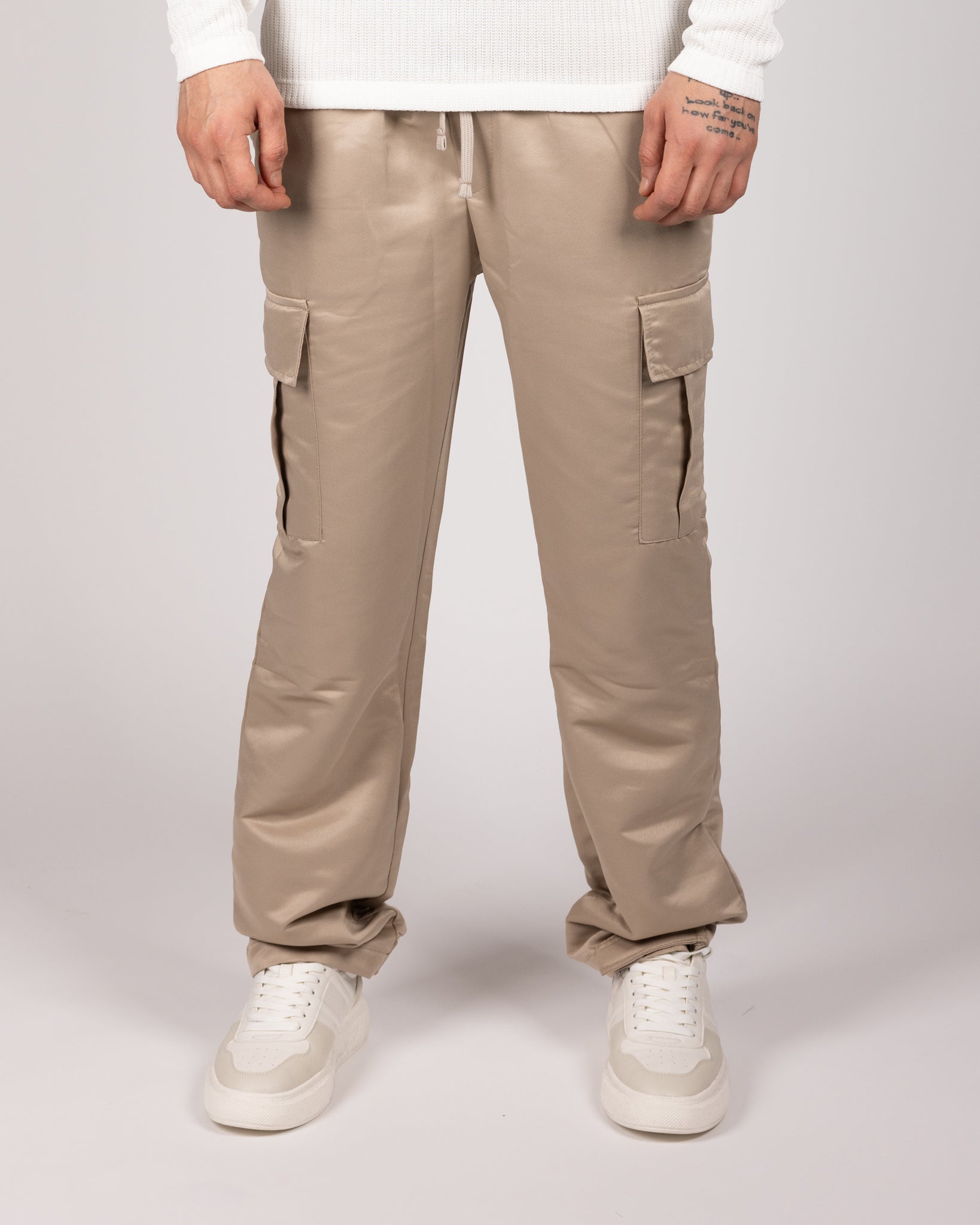 Flap Pocket Cargo Joggers Beige