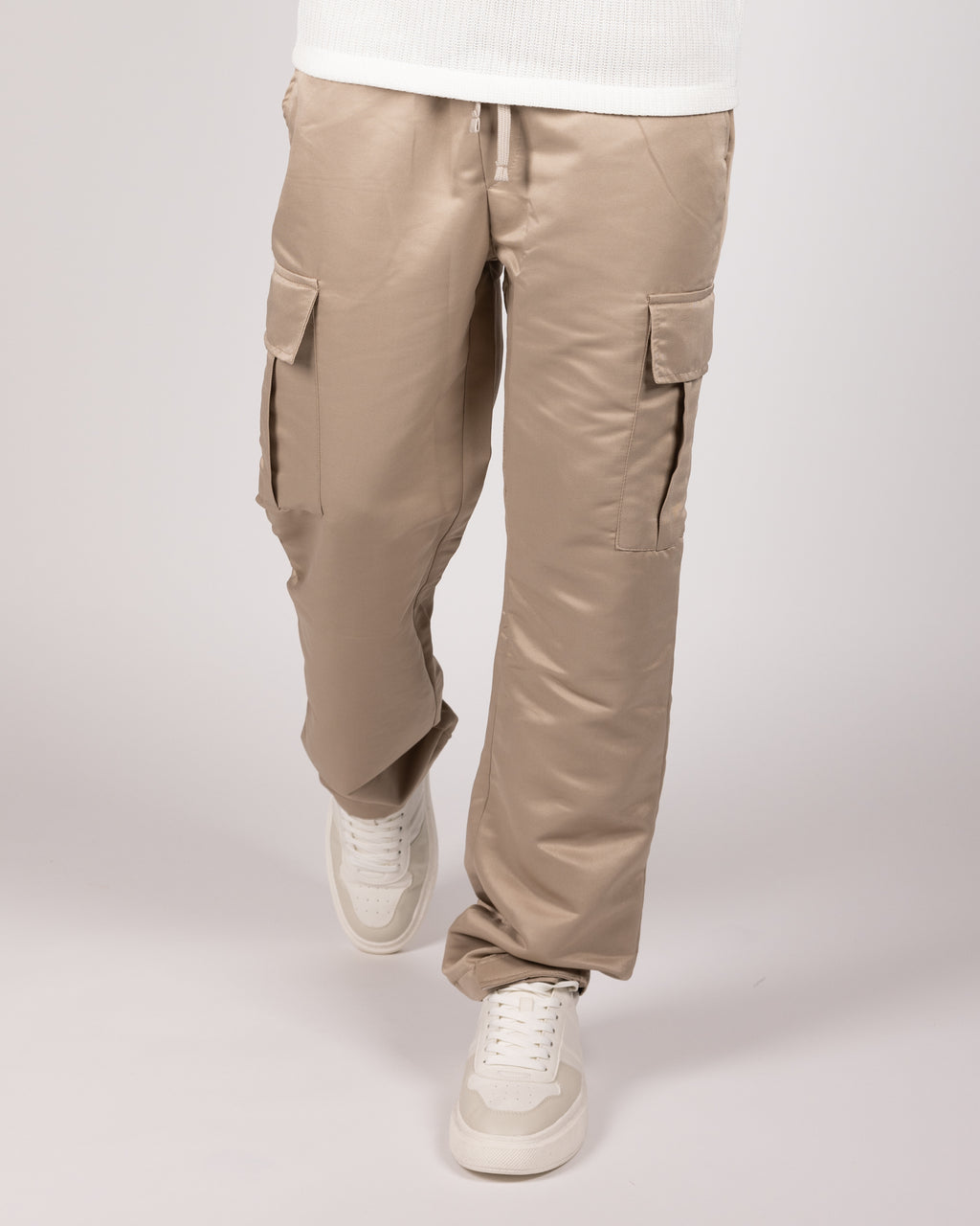 Flap Pocket Cargo Joggers Beige