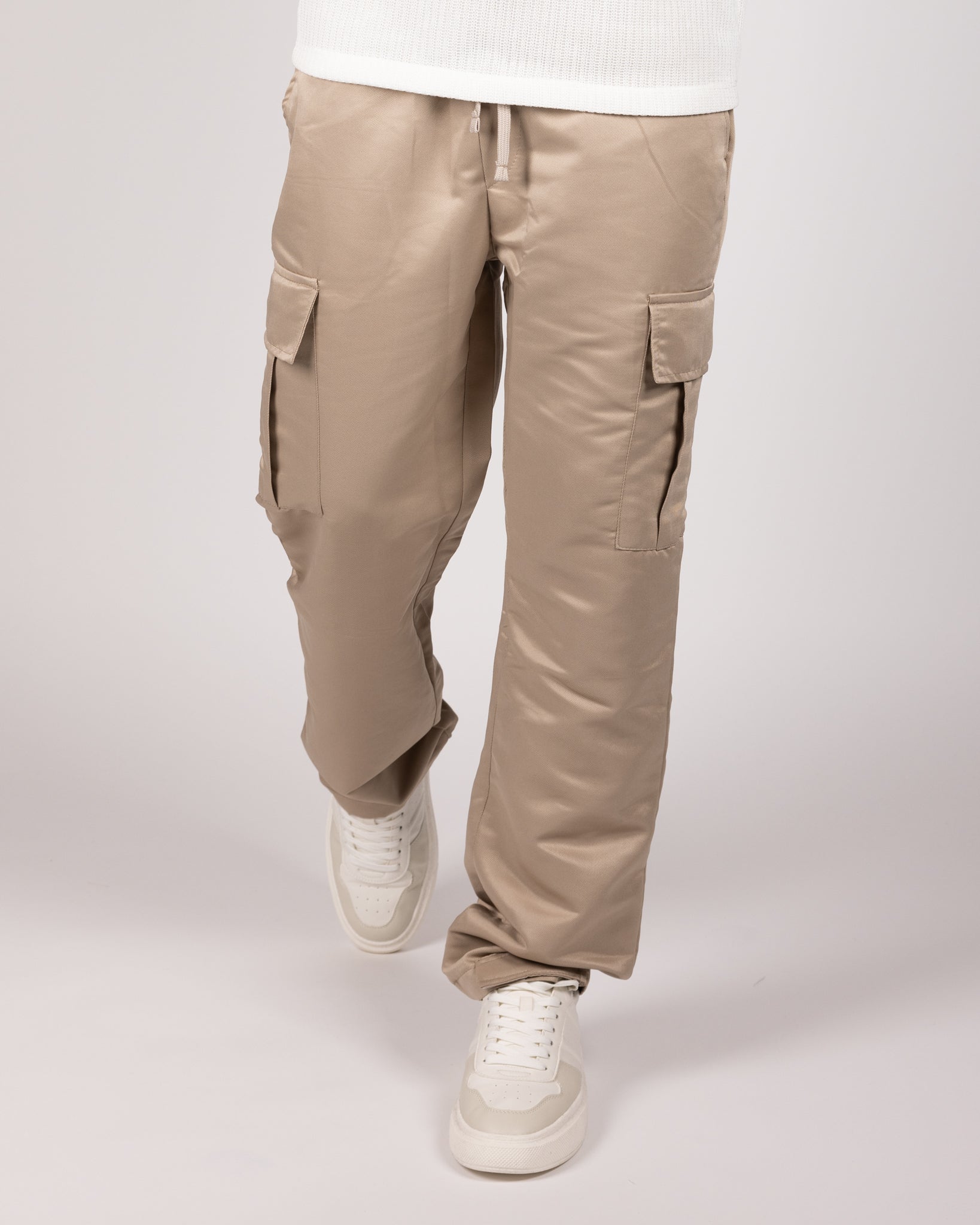 Flap Pocket Cargo Joggers Beige