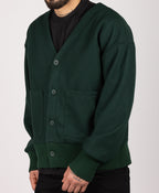 V-Neck Casual Cardigan with Pockets Green