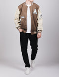 Brown Wolf Design Baseball Bomber