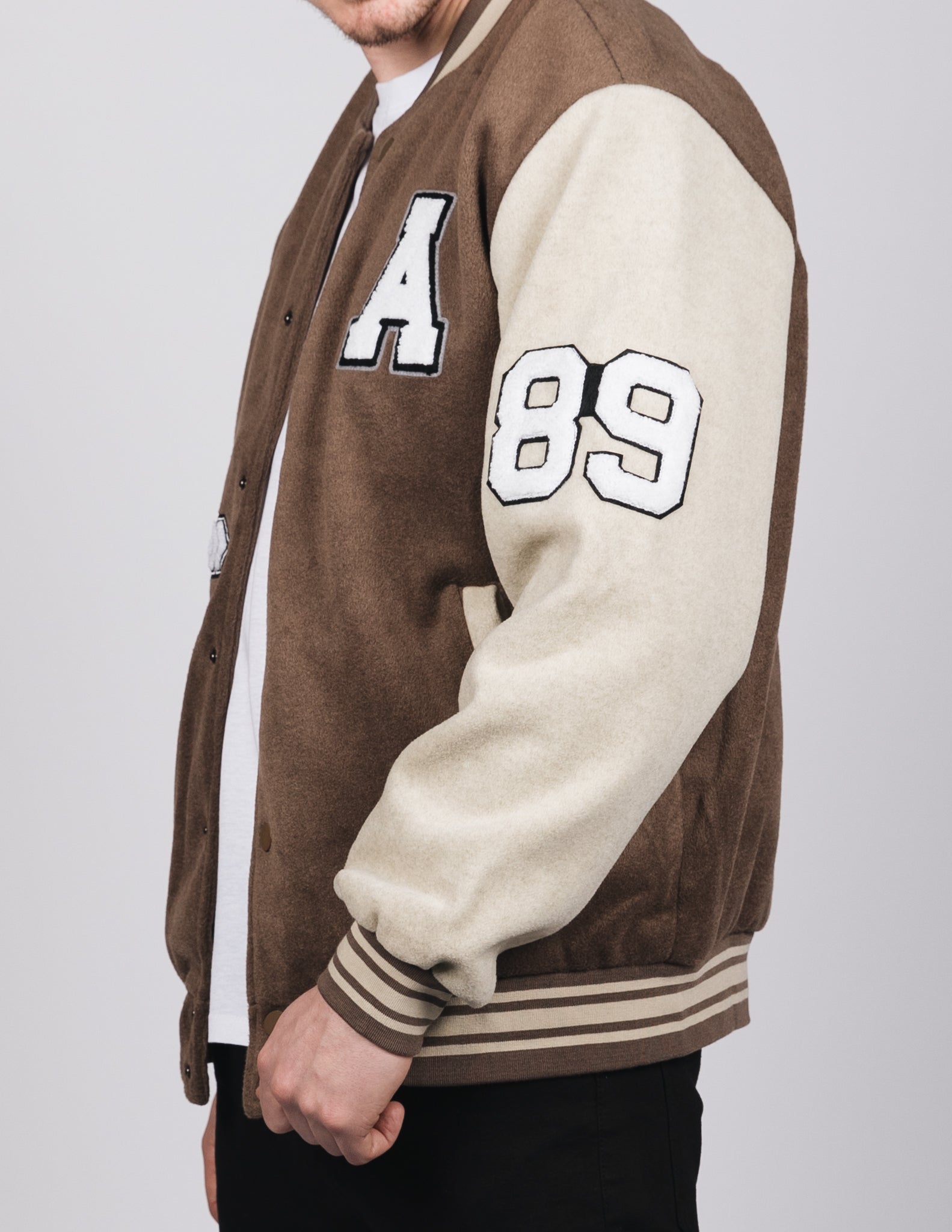 Brown Wolf Design Baseball Bomber