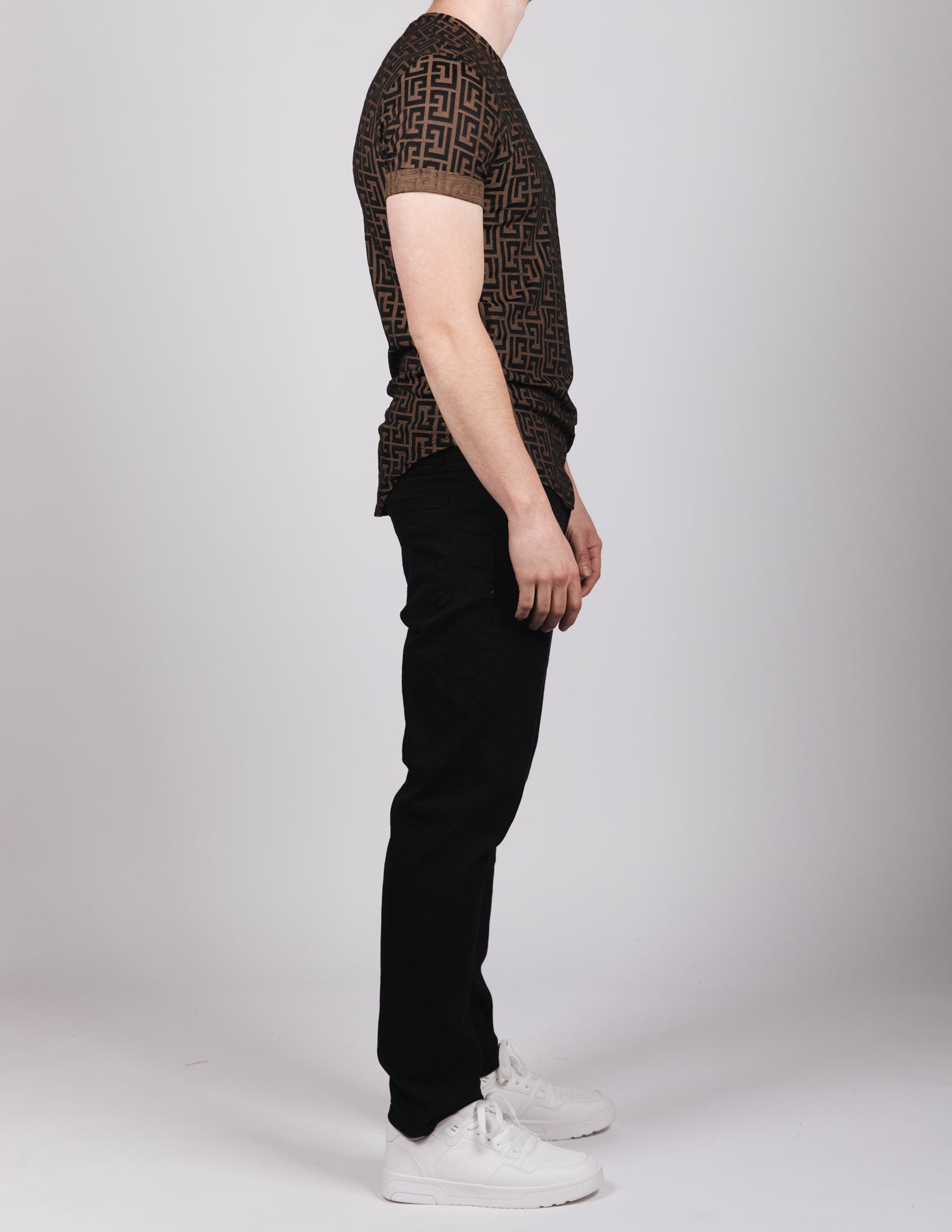 Muscle Fit Brown Maze T-Shirt