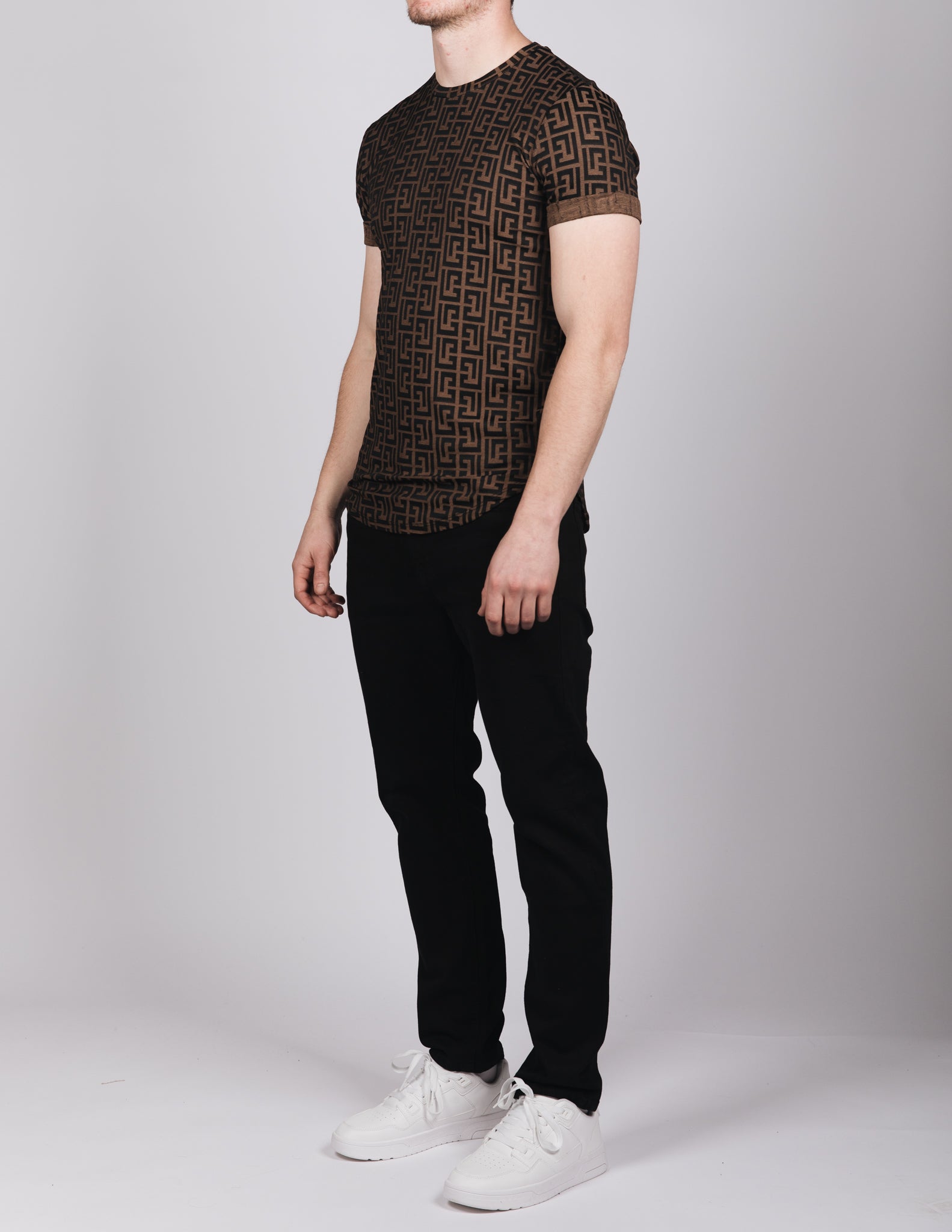 Muscle Fit Brown Maze T-Shirt