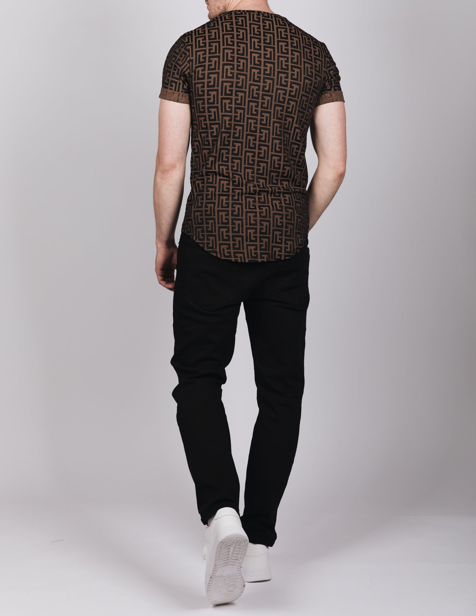 Muscle Fit Brown Maze T-Shirt