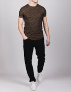 Muscle Fit Brown Maze T-Shirt