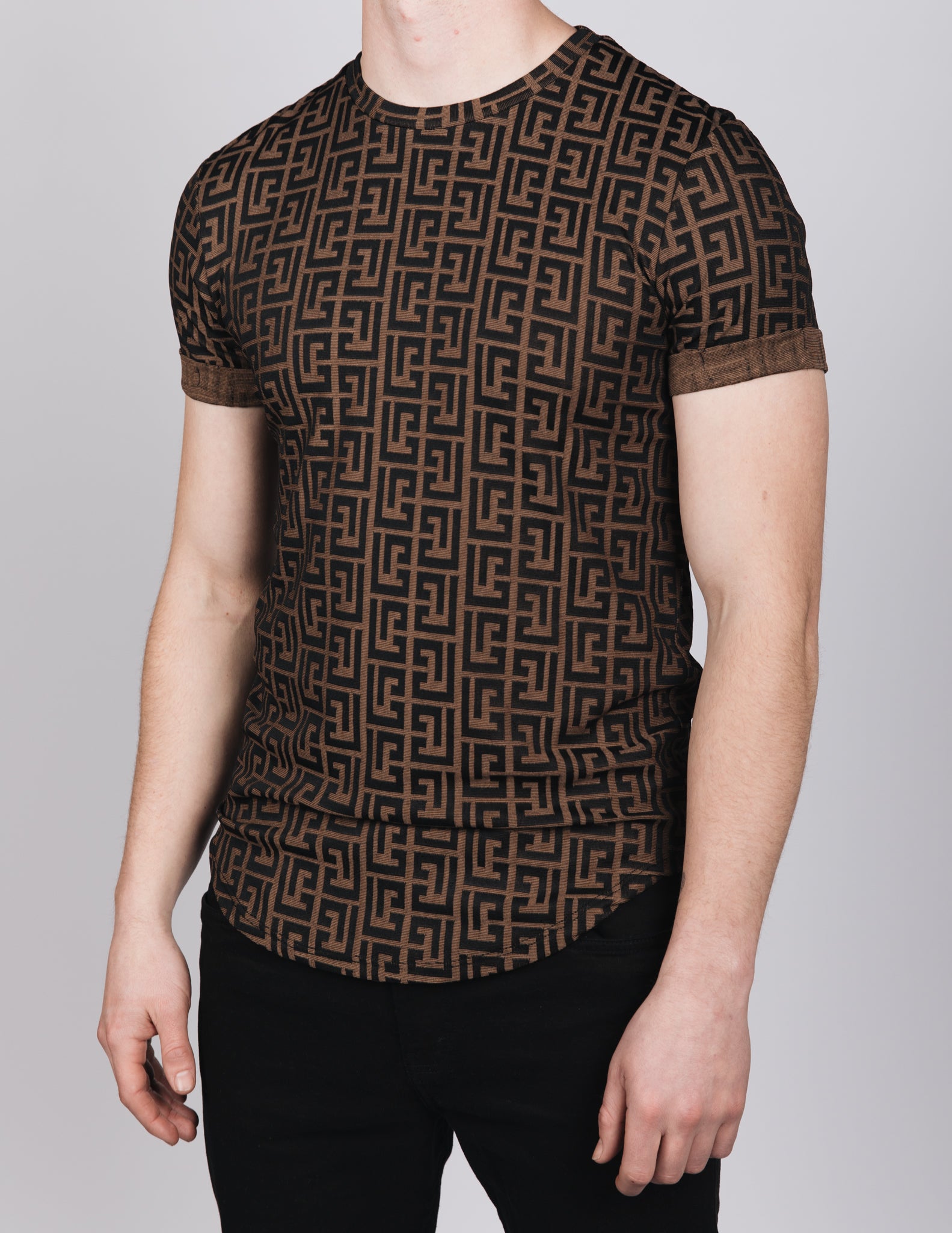 Muscle Fit Brown Maze T-Shirt