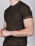Muscle Fit Brown Maze T-Shirt