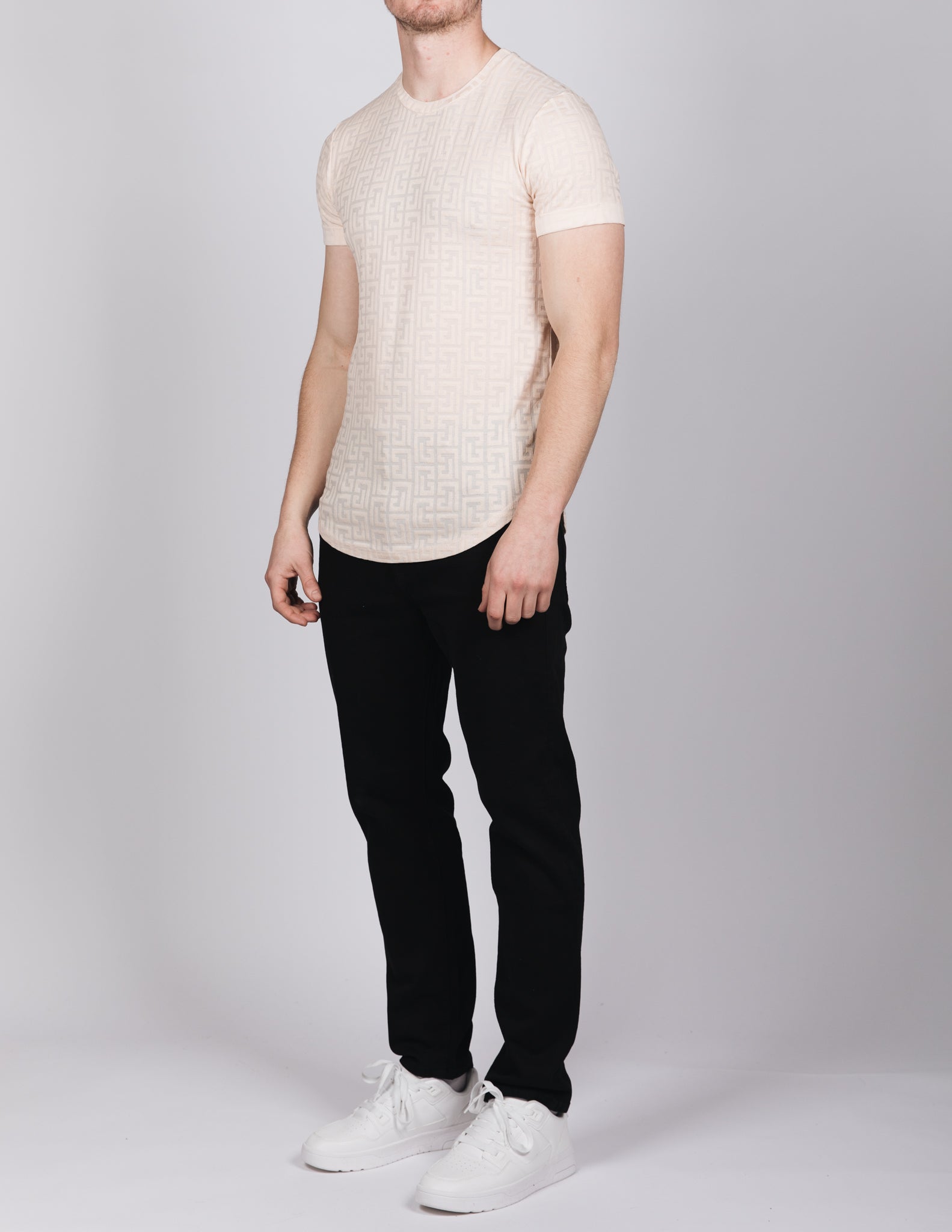 Muscle Fit Beige Maze T-Shirt