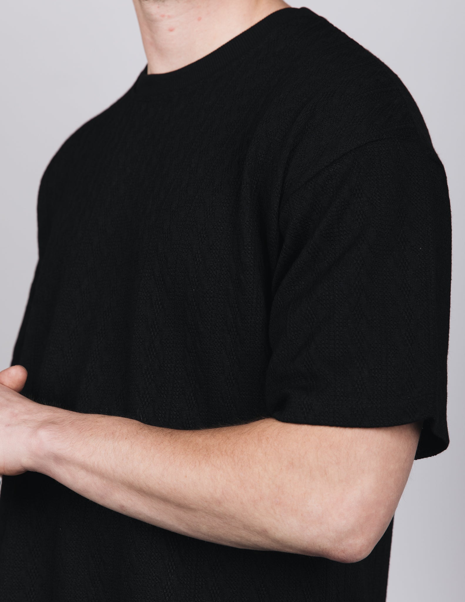 Black Knit Pattern T-Shirt