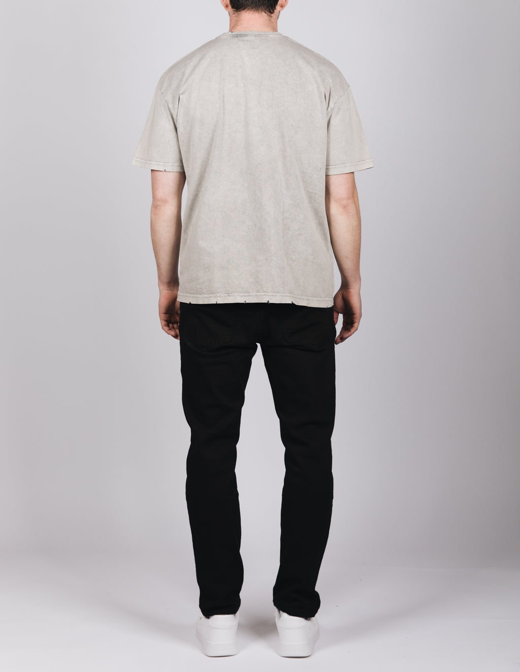 Grey Rip Detail Acid Wash T-Shirt