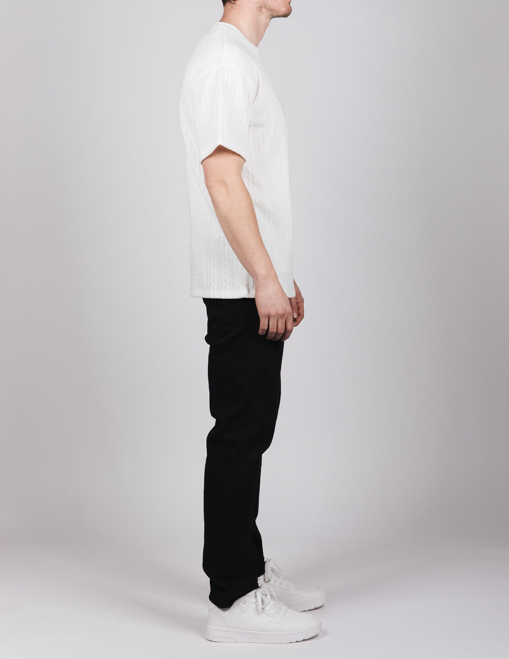 White Knit Pattern T-Shirt