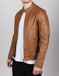 Camel PU Leather Biker Jacket
