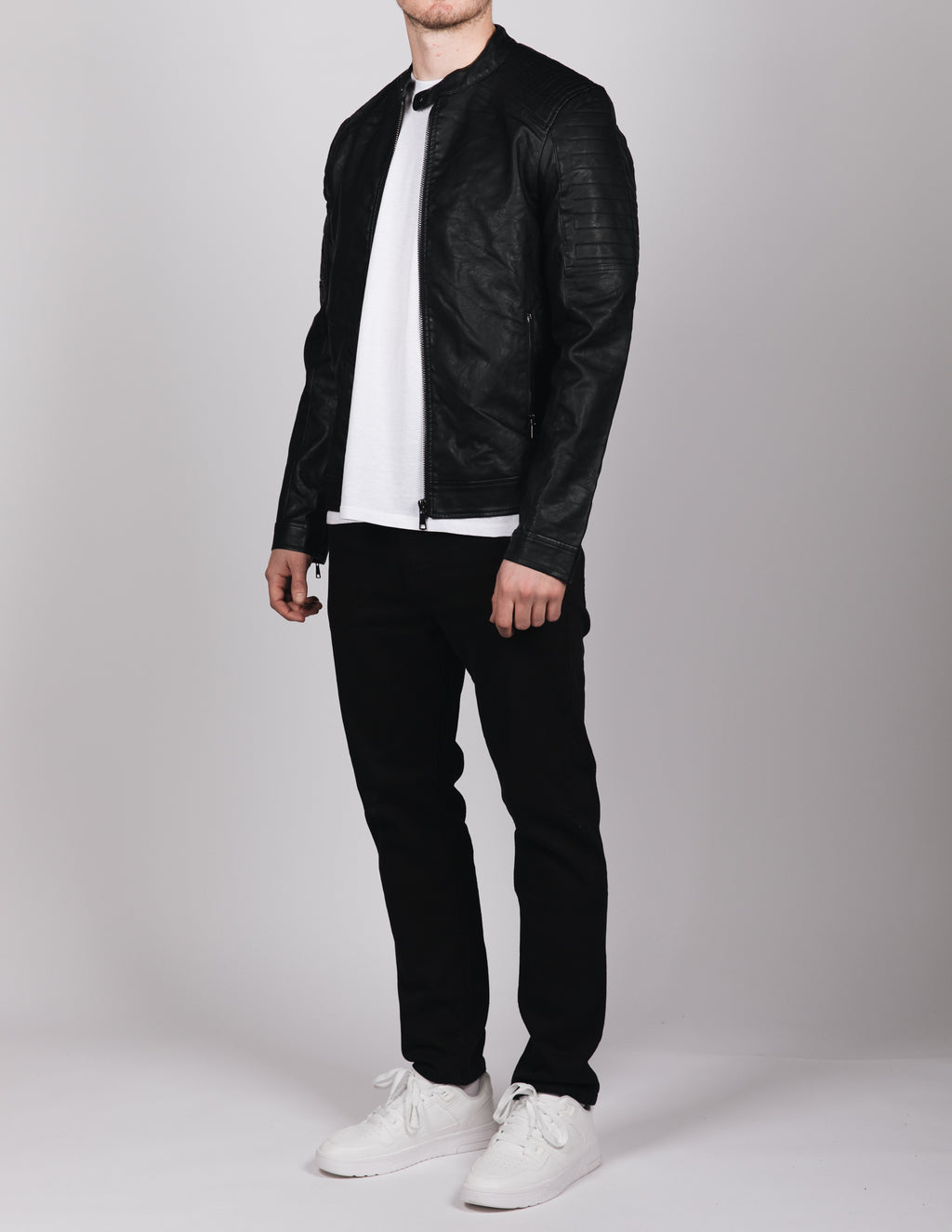 Black PU Leather Biker Jacket