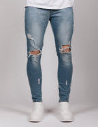 Blue 2Y Distressed Zip Hem Jeans