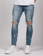 Blue 2Y Distressed Zip Hem Jeans