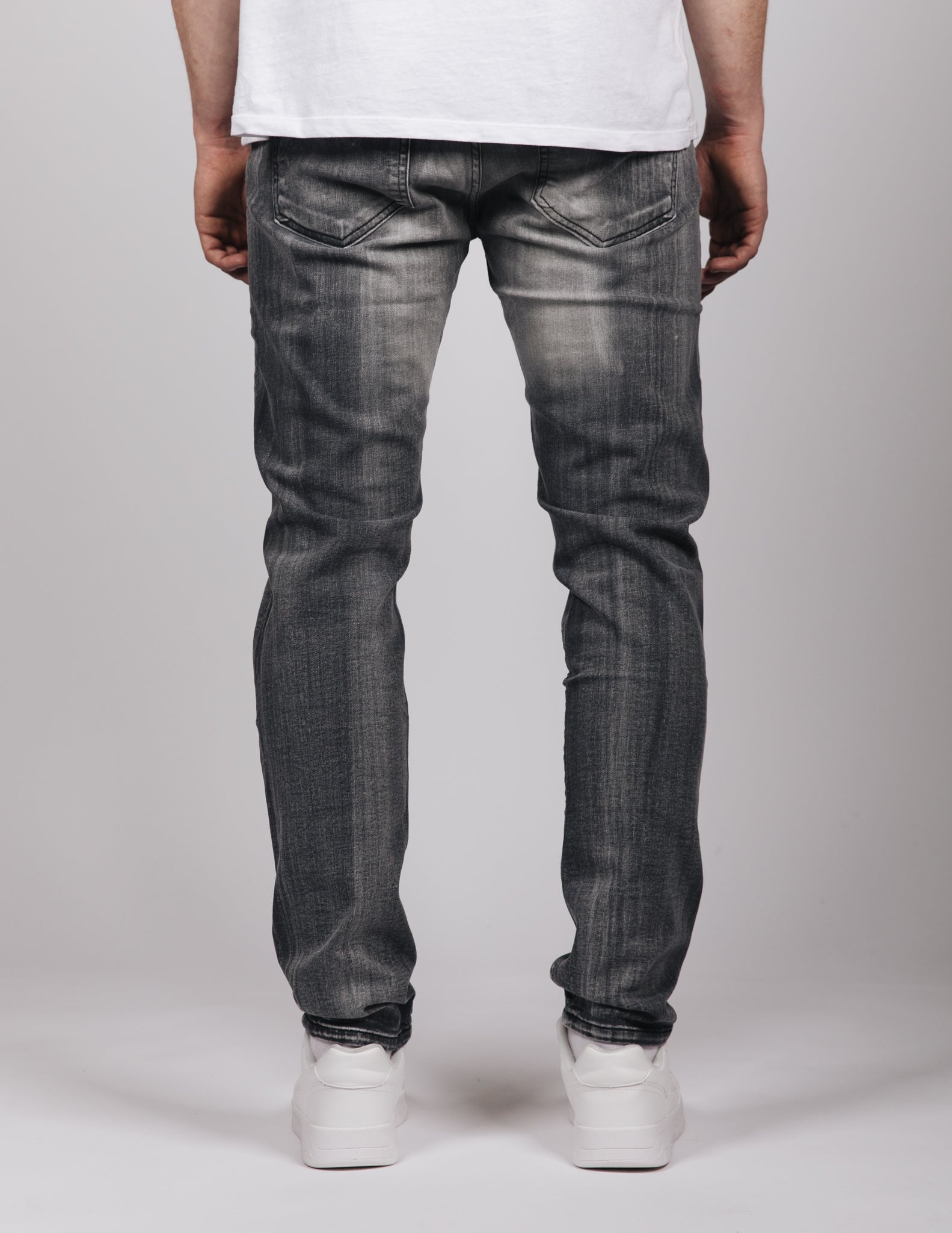 Grey Ripped Stone Washed Jeans