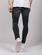Dark Grey Ripped Washed Jeans