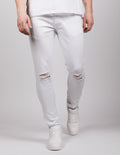 White Knee Ripped Jeans