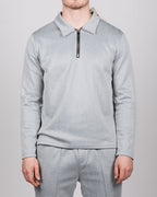 Blue Herringbone Half Zip Shirt