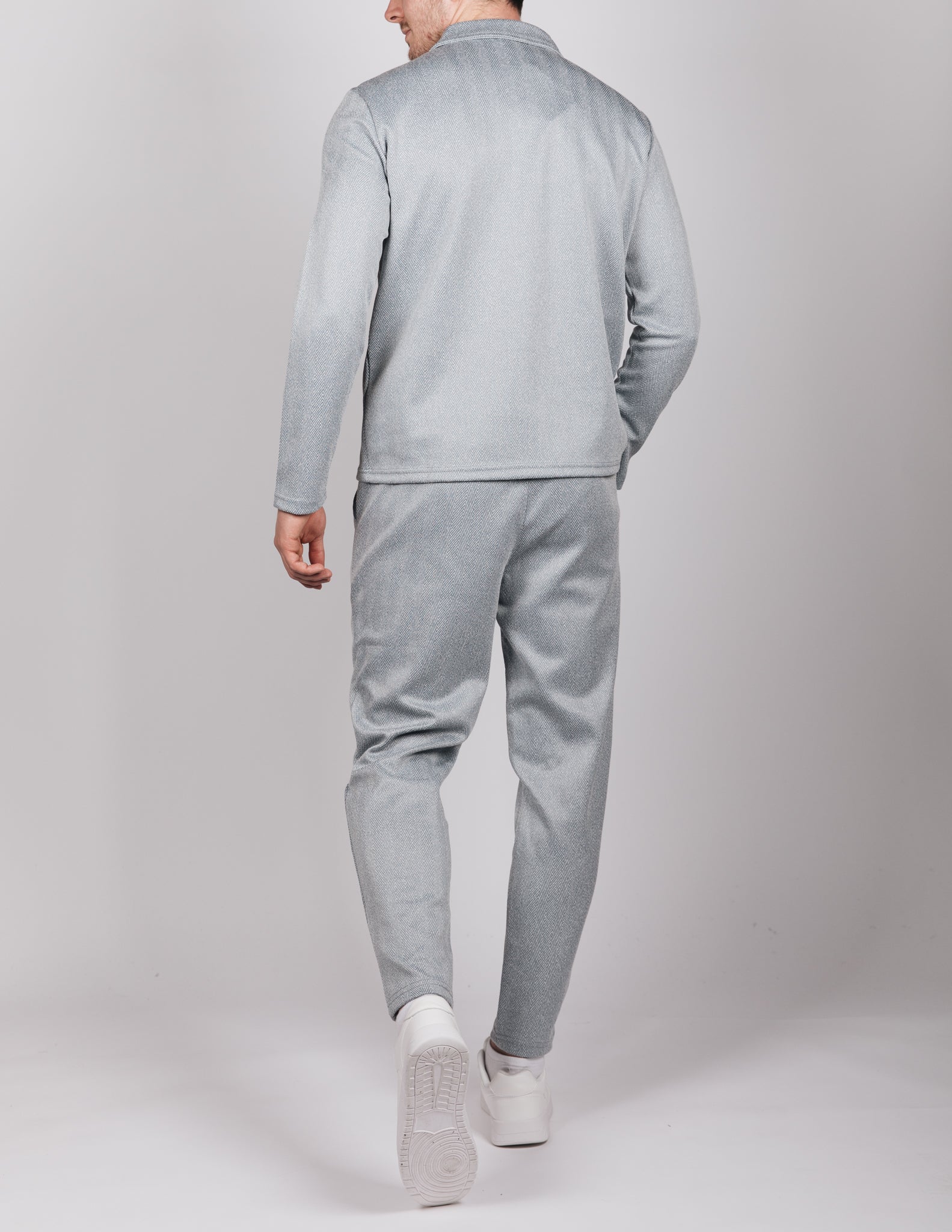 Blue Herringbone Half Zip Shirt
